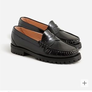 J Crew Winona lug-sole penny loafers in spazzolato leather 8.5 Bt893